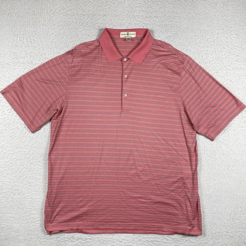 Fairway‎ & Greene Polo Shirt Mens XL Pink Striped Golfer Preppy Casual Office